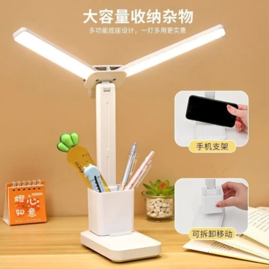 Đèn học để bàn chống cận tích điện 2 LED kèm ống cắm bút tiện lợi - 71.900₫