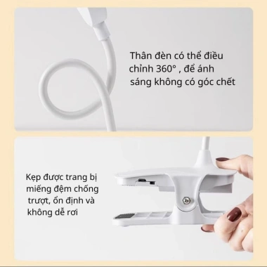 Đèn học LED bảo vệ mắt, sạc lại, kẹp hoặc để đứng: Đèn đọc sáng tạo 65.000₫ 3