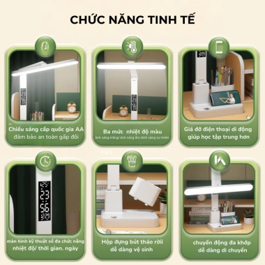 Đèn Học LED Tích Điện Chống Cận LCD Đa Thông Tin Pin Lớn Bảo Vệ Thị Lực 379k