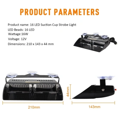 Đèn LED 12V 16 hạt ô tô lái xe, cảnh báo nhấp nháy, hút, thuốc lá, trailer