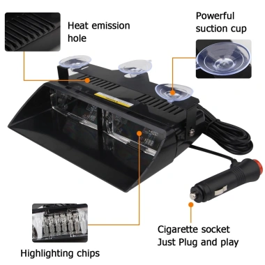 Đèn LED 12V 16 hạt ô tô lái xe, cảnh báo nhấp nháy, hút, thuốc lá, trailer
