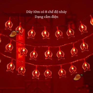 Đèn LED 3m 10m Họa Tiết Đèn Lồng Cá Chép Trang Trí Tết Noel Giáng Sinh Bông Tuyết Giá 16.000 VND 3