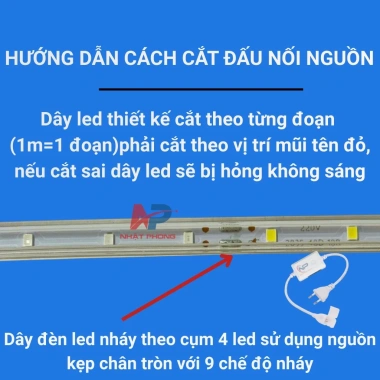 Đèn LED 50m nháy đa màu NP Nhật Phong kèm nguồn, chống nước, trang trí trần, giá ưu đãi 230.000 VND 6