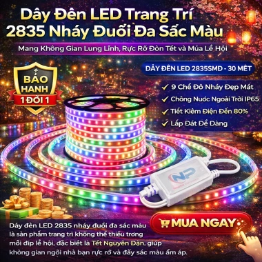 Đèn LED 50m nháy đa màu NP Nhật Phong kèm nguồn, chống nước, trang trí trần, giá ưu đãi 230.000 VND 9