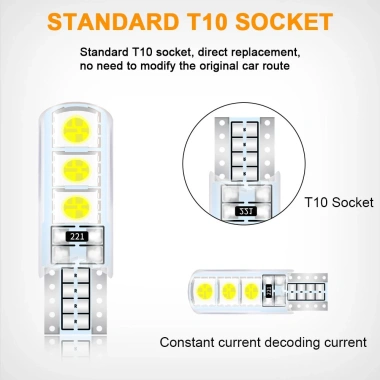 Đèn LED 6 Bóng T10 W5W Silicone Siêu Sáng Xe Hơi Ánh Sáng Khe Hở Giá 27.500₫
