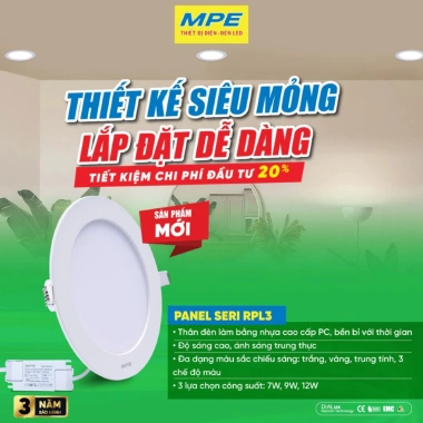 Đèn LED âm trần RPL3 6-18W 3.000K-6.500K MPE chính hãng - Giá ưu đãi 85.722 VND
