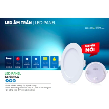 Đèn LED âm trần RPL3 6-18W 3.000K-6.500K MPE chính hãng - Giá ưu đãi 85.722 VND