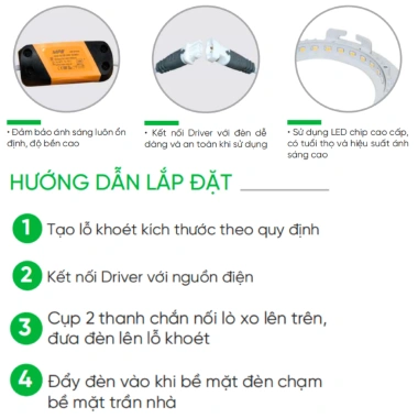 Đèn LED âm trần RPL3 6-18W 3.000K-6.500K MPE chính hãng - Giá ưu đãi 85.722 VND