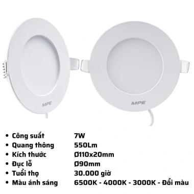 Đèn LED âm trần RPL3 6-18W 3.000K-6.500K MPE chính hãng - Giá ưu đãi 85.722 VND 10 Đèn LED âm trần RPL3 6-18W 3.000K-6.500K MPE chính hãng - Giá ưu đãi 85.722 VND 10