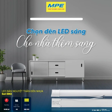 Đèn Led bán nguyệt MPE 18W 36W 60cm – ánh sáng trắng 1m², bảo hành 5 năm, giá ưu đãi 126k (mua 2sp)