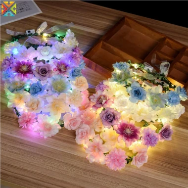 Đèn LED Băng Đô Phát Sáng Hoa Quấn Tóc Cho Bé Gái - Đẹp Lung Linh, An Toàn