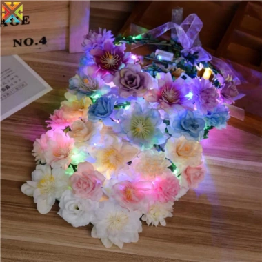 Đèn LED Băng Đô Phát Sáng Hoa Quấn Tóc Cho Bé Gái - Đẹp Lung Linh, An Toàn
