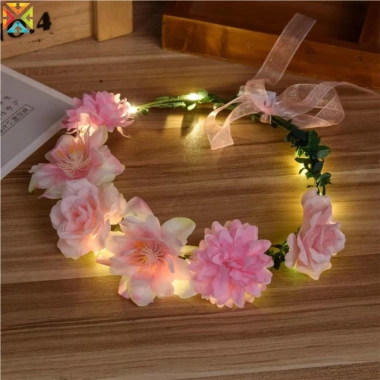 Đèn LED Băng Đô Phát Sáng Hoa Quấn Tóc Cho Bé Gái - Đẹp Lung Linh, An Toàn