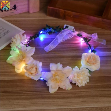 Đèn LED Băng Đô Phát Sáng Hoa Quấn Tóc Cho Bé Gái - Đẹp Lung Linh, An Toàn
