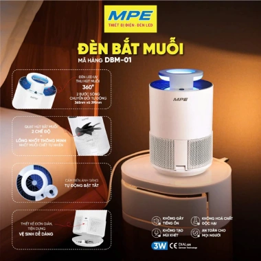 Đèn LED bắt muỗi thông minh DBM-01 3W cảm biến ánh sáng - DBM-02 2 cách diệt muỗi an toàn, giá ưu đãi 539.075₫