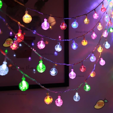 Đèn LED Bi Bọt Lấp Lánh Màu Vàng Ấm + Mix Nhiều Màu, dây điện trong - Trang trí Cây Đào Mai Tết, phòng ngủ, Giá 42.900 8
