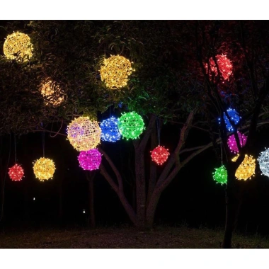 Đèn LED Bóng Tròn Treo Cây Phi 30cm Nhiều Màu 220V Trang Trí Sân Vườn 95k