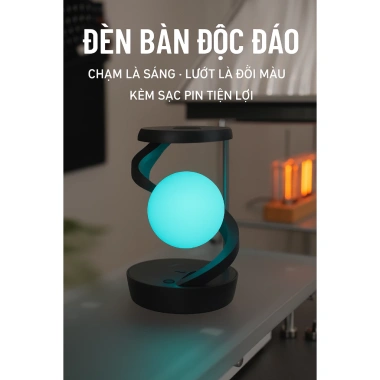 Đèn LED cảm ứng xoay 360 phòng ngủ - sạc không dây, đọc sách, decor hiện đại 429k
