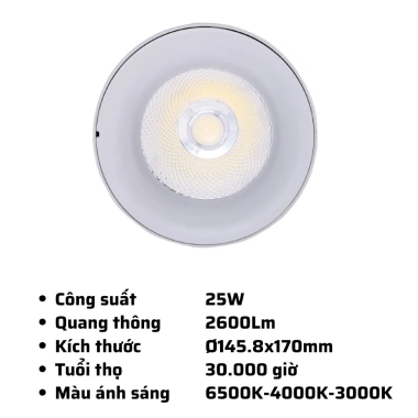 Đèn LED chiếu điểm gắn nổi dạng lon MPE SDL 12-25W 6.500K/3.000K – Ánh sáng trắng/vàng, giá ưu đãi 406k 6
