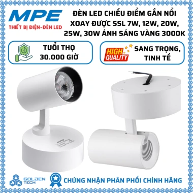 Đèn LED chiếu điểm gắn nổi xoay SSL 7-30W – Ánh sáng vàng 3.000K, giá ưu đãi 401.000₫