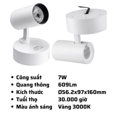 Đèn LED chiếu điểm gắn nổi xoay SSL 7-30W – Ánh sáng vàng 3.000K, giá ưu đãi 401.000₫ 4 Đèn LED chiếu điểm gắn nổi xoay SSL 7-30W – Ánh sáng vàng 3.000K, giá ưu đãi 401.000₫ 4