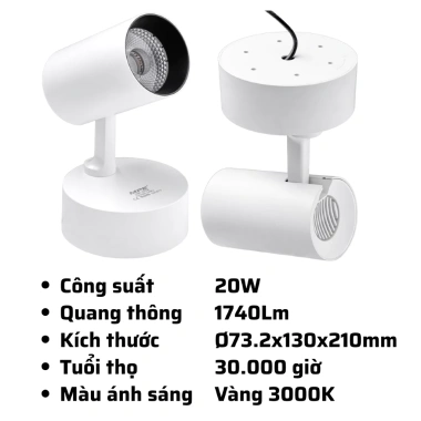 Đèn LED chiếu điểm gắn nổi xoay SSL 7-30W – Ánh sáng vàng 3.000K, giá ưu đãi 401.000₫