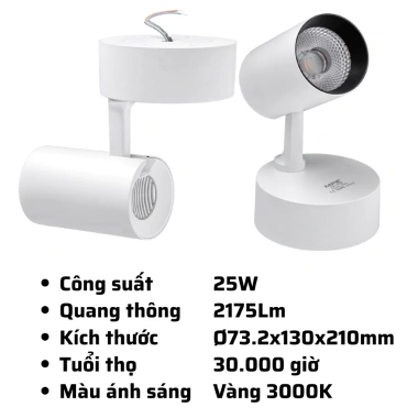 Đèn LED chiếu điểm gắn nổi xoay SSL 7-30W – Ánh sáng vàng 3.000K, giá ưu đãi 401.000₫