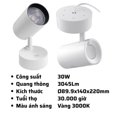 Đèn LED chiếu điểm gắn nổi xoay SSL 7-30W – Ánh sáng vàng 3.000K, giá ưu đãi 401.000₫ 8 Đèn LED chiếu điểm gắn nổi xoay SSL 7-30W – Ánh sáng vàng 3.000K, giá ưu đãi 401.000₫ 8