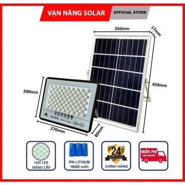Đèn LED Chống Chói Năng Lượng Mặt Trời 50-300W, Vỏ Nhôm, Remote, BH 24 Tháng 3 Đèn LED Chống Chói Năng Lượng Mặt Trời 50-300W, Vỏ Nhôm, Remote, BH 24 Tháng 3