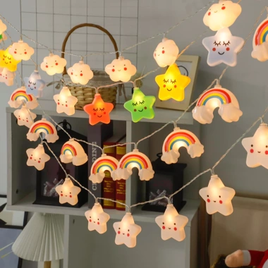 Đèn LED dây USB ngôi sao cầu vồng mây cute - Trang trí phòng ngủ, phòng khách, cắm trại, giá 48.000đ 2