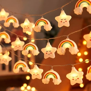 Đèn LED dây USB ngôi sao cầu vồng mây cute - Trang trí phòng ngủ, phòng khách, cắm trại, giá 48.000đ 5