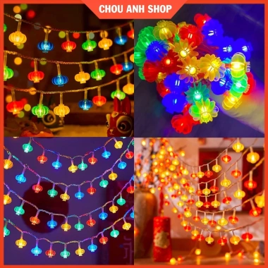 Đèn LED Đèn Lồng 8 Khía Lễ Tết 10M 40 Bóng, Nhiều Chế Độ Nháy, Cắm Điện, Giá 15.000