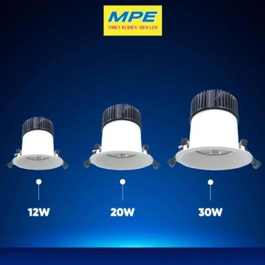 Đèn LED Downlight âm trần chống ẩm dl65 12W-30W, ánh sáng vàng 3.000K, IP65, MPE