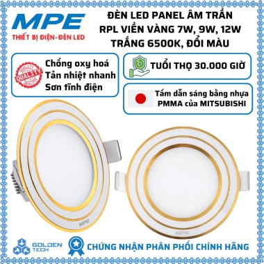 Đèn LED Downlight âm trần RPL MPE Viền Vàng/Bạc 7-12W 6.500K 3 màu giá 87.915 VND
