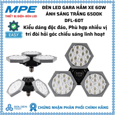 Đèn LED Gara hầm xe 60W DFL-60T – Ánh sáng trắng 6.500K, kiểu dáng độc đáo, chiếu đa góc MPE Đèn LED Gara hầm xe 60W DFL-60T – Ánh sáng trắng 6.500K, kiểu dáng độc đáo, chiếu đa góc MPE