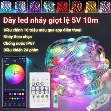Đèn LED Giọt Lệ 20m 16 Triệu Màu Nháy Theo Nhạc, Điều Khiển Từ Xa, Chống Nước - Trang Trí Tết Lễ Hội 85k 10
