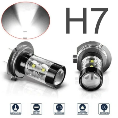Đèn LED H7 160W công suất cao, đèn pha sương mù DRL 6.000K ánh sáng trắng giảm 21%
