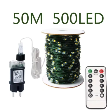 Đèn Led hạt gạo dây đồng xanh lá kèm remote dây led nháy quấn trang trí cây đào, mai, quất cho Tết Noel 128k