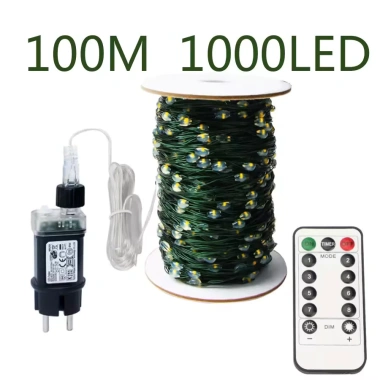 Đèn Led hạt gạo dây đồng xanh lá kèm remote dây led nháy quấn trang trí cây đào, mai, quất cho Tết Noel 128k
