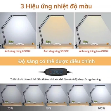 Đèn LED kẹp bàn học 12W - ánh sáng mạnh, đọc sách, chống cận thị, xoay đa góc, giá 249.000đ 5