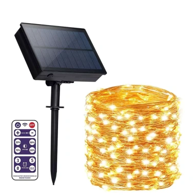Đèn LED năng lượng mặt trời 12m 100LED, 8 chế độ, chịu nước - Fairy Lights cho vườn, Giáng sinh, Năm mới, quà tặng 9