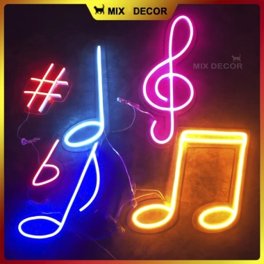 Đèn LED Neon 12V MIXJ - Hình Nhạc Trang Trí Phòng Ngủ, Dán Tường, Quà Tặng Cực Chất