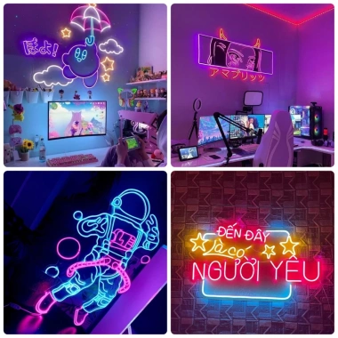 Đèn LED Neon chữ tùy chỉnh - Trang trí phòng ngủ, quán nhậu, quà tặng cực chất, kèm băng dính - 15.000₫