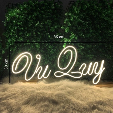 Đèn LED Neon chữ Vu Quy 30x68 cm màu vàng nhạt – Trang trí đám cưới sang trọng, chỉ 60.000₫