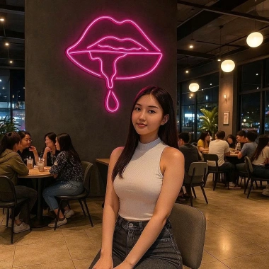 Đèn LED Neon Hình Môi Chảy Treo Tường - Kèm Nguồn & Miếng Dán, Giá 70.000₫