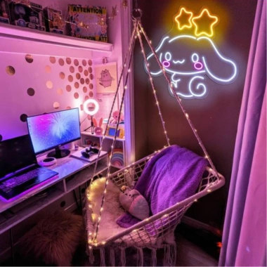 Đèn LED Neon Kitty Anime Dễ Thương – Treo Tường, Kèm Nguồn & Dán, 80.000₫