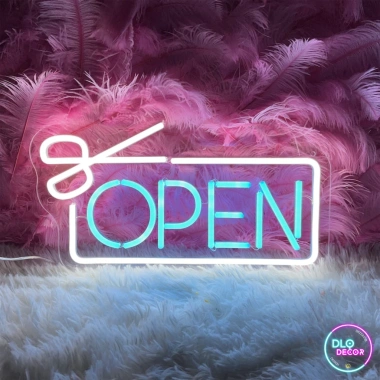 Đèn LED Neon OPEN 30x16cm - Bảng Hiệu Hair Salon Trang Trí Cửa Hàng, Giá Ưu Đãi 65.000 VNĐ 6