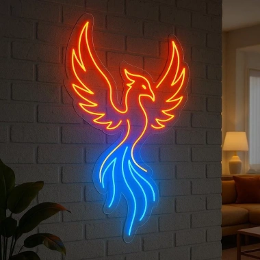 Đèn LED Neon Rồng Phượng Treo Tường - Trang Trí Quán Ăn, Nhà Hàng, Kèm Nguồn & Miếng Dán