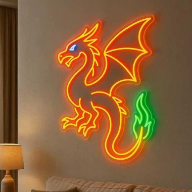 Đèn LED Neon Rồng Phượng Treo Tường - Trang Trí Quán Ăn, Nhà Hàng, Kèm Nguồn & Miếng Dán