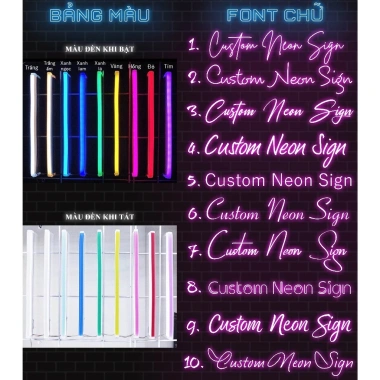 Đèn LED Neon Thiết Kế Tên - Decor Phòng Ngủ, Quán Bar, Quán Ăn - Dán Tường Giá 10.000đ